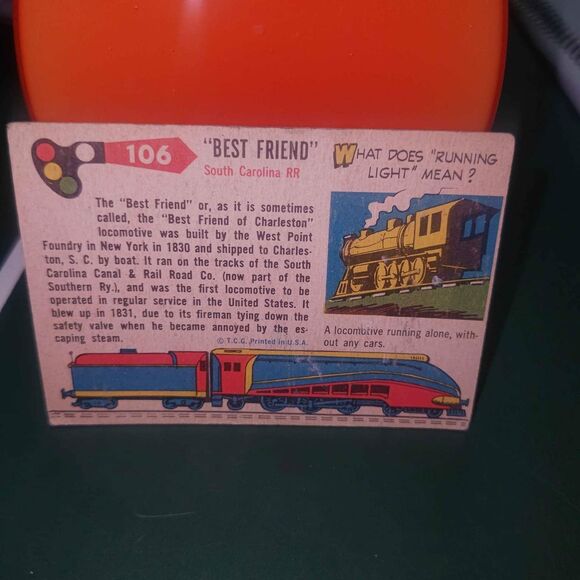 1955 Topps Rails and Sails #106 - 1830 Best Friend - SC Railroad Trading Card - Picture 5 of 8